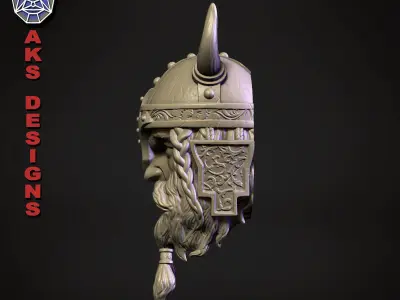 Ancient viking Warrior Bas relief Wall decor 3D print model