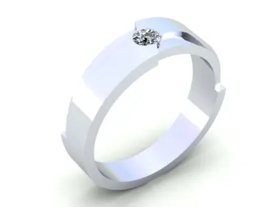 Man Ring One Stone 3D print model