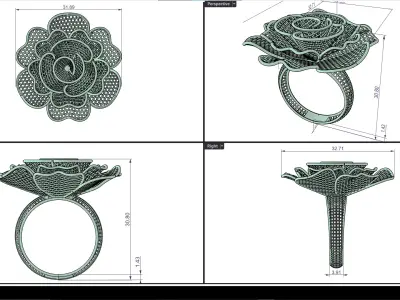 gold fusion flower ring 3D print model 3D print model