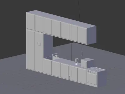 Modern minimalist kitchen assets Low-poly 3D model