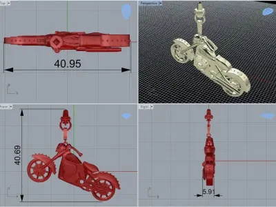 Motorbike necklace 474 3D print model
