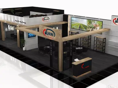 Booth Exhibition Stand 2 Side Open  Stall 16x7m 3D model