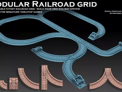 Modular Railroad Grid 3D print model