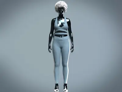 Ladies Ribbed gym Bralette with leggings 3D model