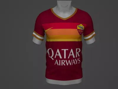 roma Football Jersey T-Shirt - Soccer Kit Low-poly 3D model
