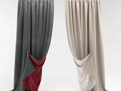 Curtains pair of 3D model