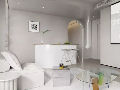 Modern living room dining room interior scenes 448 3D model