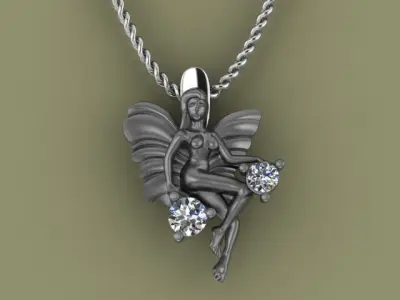 butterfly girl pendant 3D print model