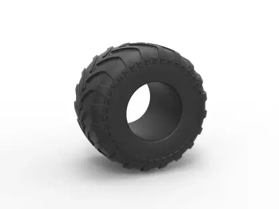 Monster Jam tire Scale 1 to 25 3D print model