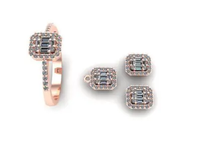 necklace earring ring set Stl 3D model