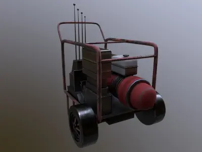 Generator Game Ready Low Poly 3D Model portable on wheels Low-poly 3D model