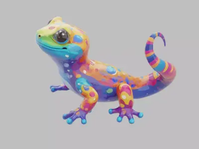 Rainbow Gecko Character 3D model