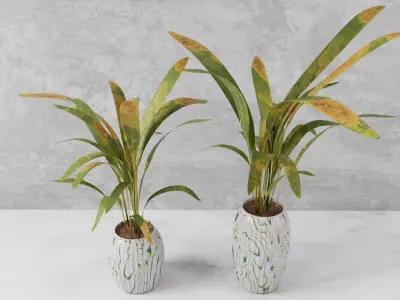  Marble Vase with Draught palm leaf  3D model