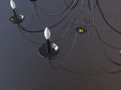 Chandelier Game Ready with six candles Low-poly 3D model