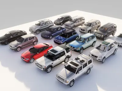 Low Poly Parking lot cars Low-poly 3D model