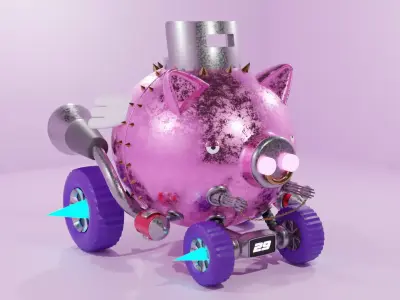 pig racing car 3D model
