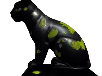 Weathered Mossy Cat Statue Low-poly 3D model