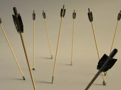 SPORT---ARCHERY---Arrow arrow with wooden shaft Low-poly 3D model
