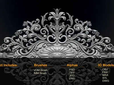 180 Ornament Brushes 4K Alphas and 3D Models- VOL 04 3D model