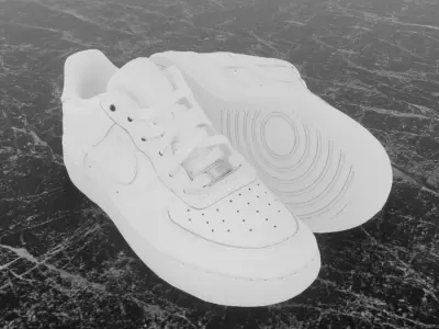 NIKE AIR FORCE 1 LOW WHITE 3D SHOES Low-poly 3D model