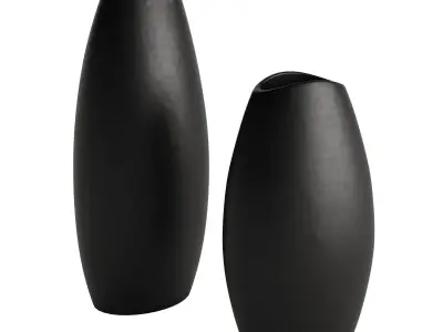 Modern Matte Black Vase Set 2 3D model