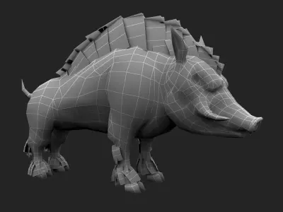 animated boar Low-poly 3D model