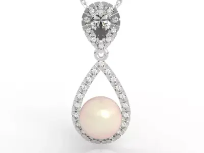 Luxury Pearl Diamond Halo Pendant  3D print model