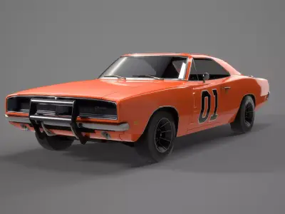 Dodge Charger 1969 General Lee Low-poly 3D model