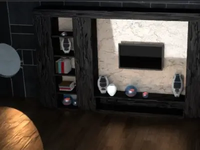 TV WALL INTERIOR  Low-poly 3D model