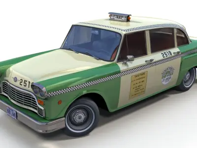 Vintage chicago taxi Low-poly 3D model
