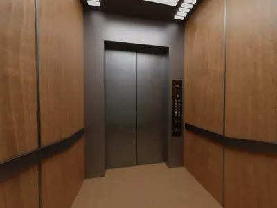 Elevator and building 3D model