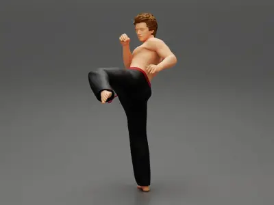 Karate man in a red belt 3D print model