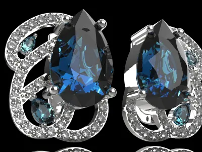 Pear shaped wavy earrings Free 3D print model