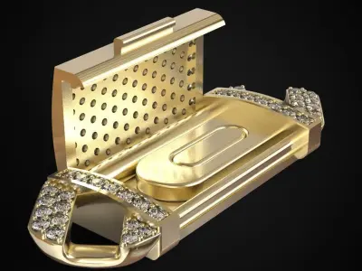 solid cuban link bracelete with lock 3D print model