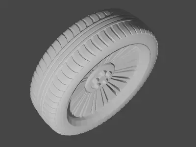 high poly car wheel 3D model
