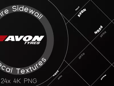 24x Avon Tyres tire sidewall 4K PNG decals Texture