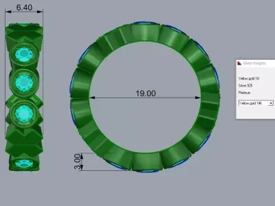 Set Jewelry Ring Gold X Zero 4 Rings 3D print model