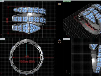 BVLGARI snake diamonds ring 3D print model 3D print model