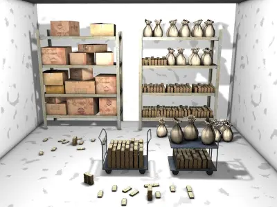 Bank Cash Low-poly 3D model