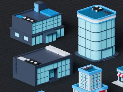 City asset pack  lowpoly  isometric   3D model