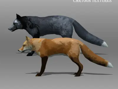 Red and Black Fox Low-poly 3D model