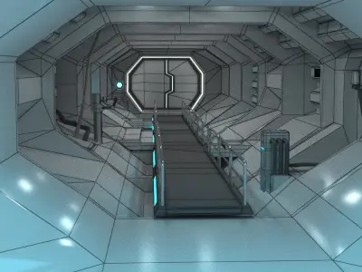 Spaceship Corridor - Modular  Serie A  - Game ready - Production Low-poly 3D model