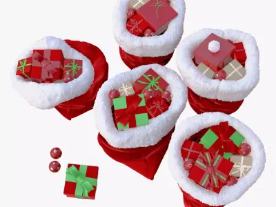 Christmas Gift Sacks with Presents M1 3D model