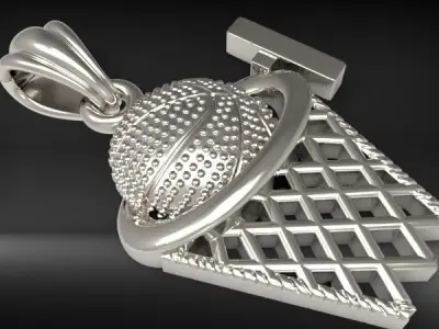 Basketball Net Necklace Pendant Charm Sport Jewelry 3D print model