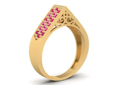Geometric Pave Square Gemstone Ring for Men 1769 3D print model