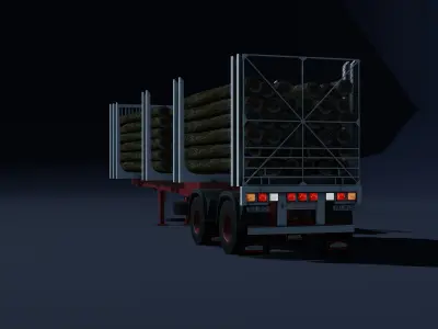 Montenegro Logging trailer Low-poly 3D model