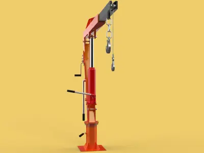 SWIVEL LIFTING HYDRAULIC CRANE MANUAL HAND CRANK WINCH HOOK JIB 3D model