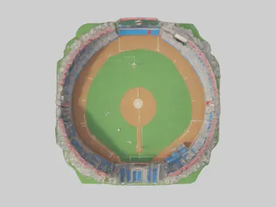 Cartoon Baseball Stadium model Low-poly 3D model