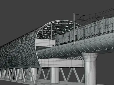 Elevated station with BiLevel train 3D model