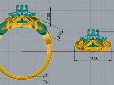 Twisted Earring Ring Set 2425 3D print model